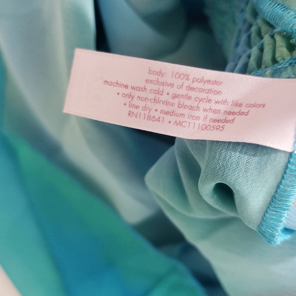 NWT Cacique Babydoll Lingerie Chemise Blue Green Tie Dye Sheer Size 18 20 - Picture 10 of 10